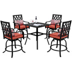 Ensemble de salle à manger d'extérieur pivotant avec chaises coussinées de 29 W et table de patio