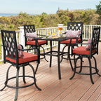 Ensemble de salle à manger d'extérieur pivotant avec chaises coussinées de 29 W et table de patio