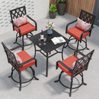 Ensemble de salle à manger d'extérieur pivotant avec chaises coussinées de 29 W et table de patio