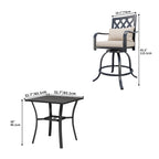 Ensemble de salle à manger d'extérieur pivotant avec chaises coussinées de 29 W et table de patio