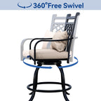 Ensemble de salle à manger d'extérieur pivotant avec chaises coussinées de 29 W et table de patio