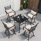 Ensemble de salle à manger d'extérieur pivotant avec chaises coussinées de 29 W et table de patio