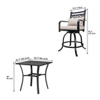 Ensemble de salle à manger d'extérieur pivotant avec chaises coussinées de 29 W et table de patio