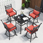 Ensemble de salle à manger d'extérieur pivotant avec chaises coussinées de 29 W et table de patio