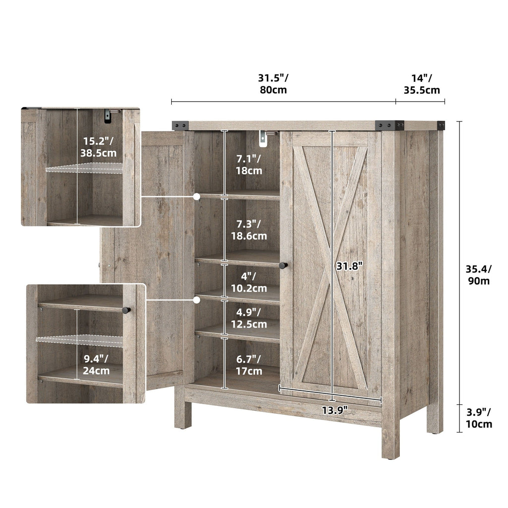 Meuble de rangement à chaussures Moasis à 5 niveaux pour 20 paires de chaussures avec portes doubles pour l'entrée