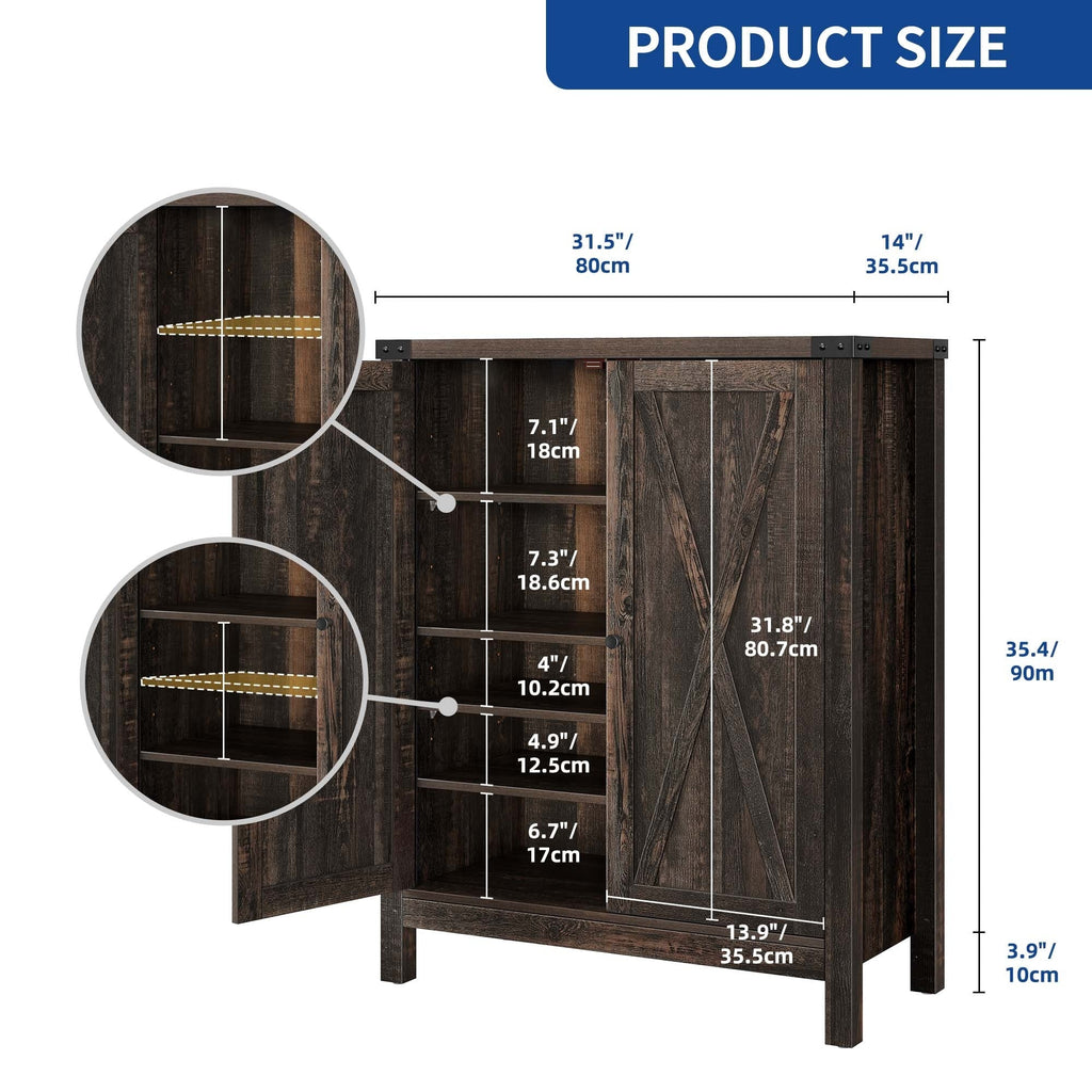 Meuble de rangement à chaussures Moasis à 5 niveaux pour 20 paires de chaussures avec portes doubles pour l'entrée