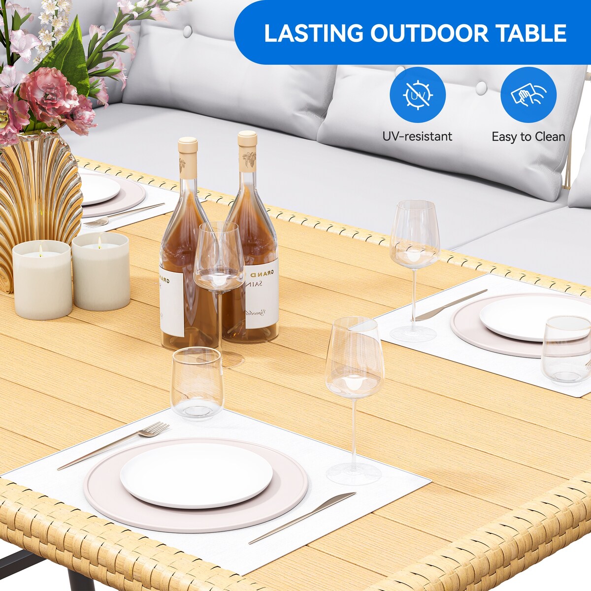 Ensemble de 6 meubles de patio en osier Moasis