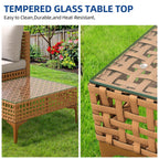 Ensemble de meubles de jardin Moasis 7 pièces en osier PE avec table basse et coussins