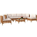 Ensemble de meubles de jardin Moasis 7 pièces en osier PE avec table basse et coussins