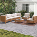 Ensemble de meubles de jardin Moasis 7 pièces en osier PE avec table basse et coussins