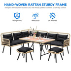 Ensemble de 6 meubles de patio en osier noir Moasis