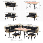 Ensemble de 6 meubles de patio en osier noir Moasis
