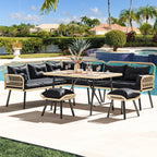 Ensemble de 6 meubles de patio en osier noir Moasis