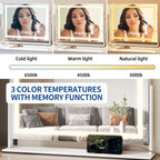 Miroir de maquillage Moasis avec éclairage LED, port de chargement USB, grossissement x10, haut-parleur Bluetooth