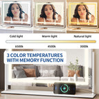 Miroir de maquillage Moasis avec éclairage LED, port de chargement USB, grossissement x10, haut-parleur Bluetooth