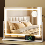 Miroir de maquillage Moasis avec éclairage LED, port de chargement USB, grossissement x10, haut-parleur Bluetooth