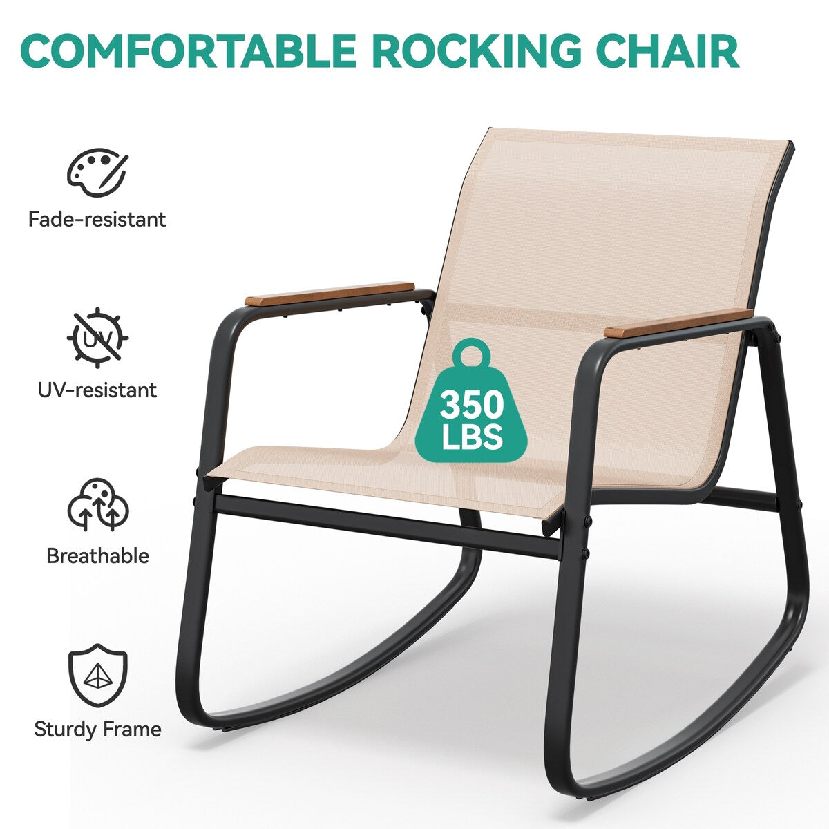 Ensemble de 3 chaises à bascule d'extérieur Moasis avec table d'appoint