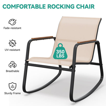 Ensemble de 3 chaises à bascule d'extérieur Moasis avec table d'appoint