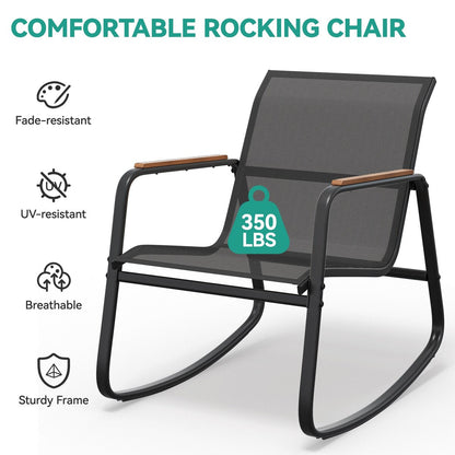 Ensemble de 3 chaises à bascule d'extérieur Moasis avec table d'appoint