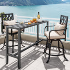 Moasis Patio Metal Counter Table Bar Table with Wheels
