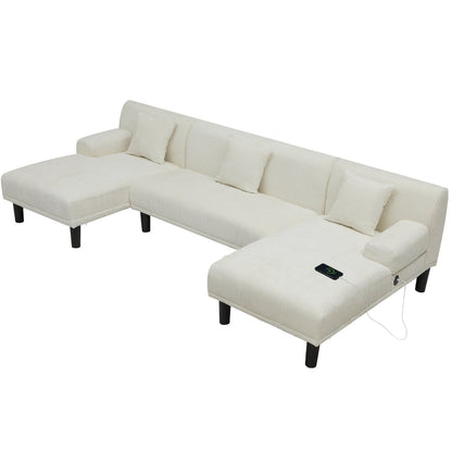 Canapés sectionnels Moasis en U, canapé modulaire moderne en chenille - 45,6 l x 106,3 L x 26,7 H