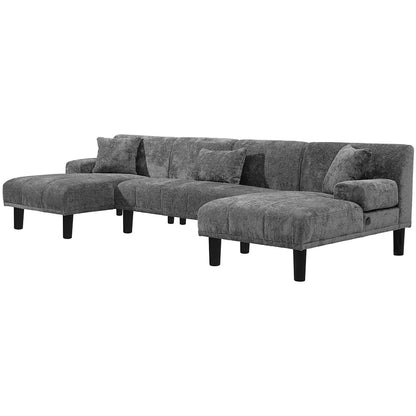 Canapés sectionnels Moasis en U, canapé modulaire moderne en chenille - 45,6 l x 106,3 L x 26,7 H