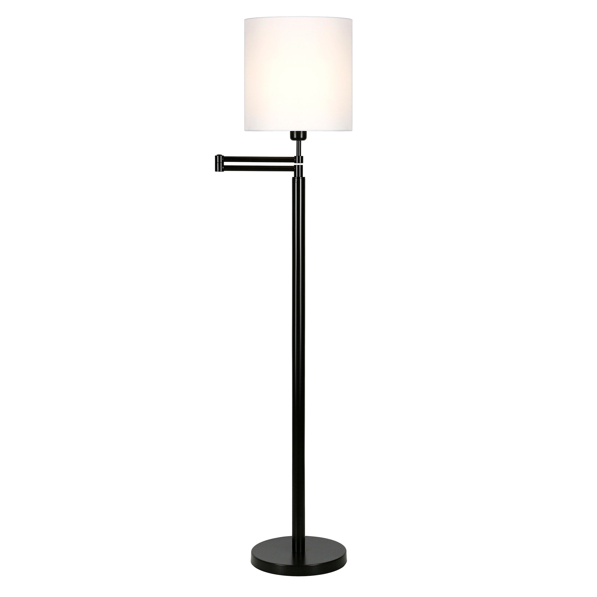 Lampe à bras pivotant Moby en bronze noirci, abat-jour rond/empire
