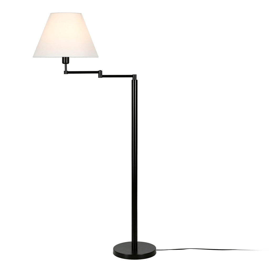 Lampe à bras pivotant Moby en bronze noirci, abat-jour rond/empire