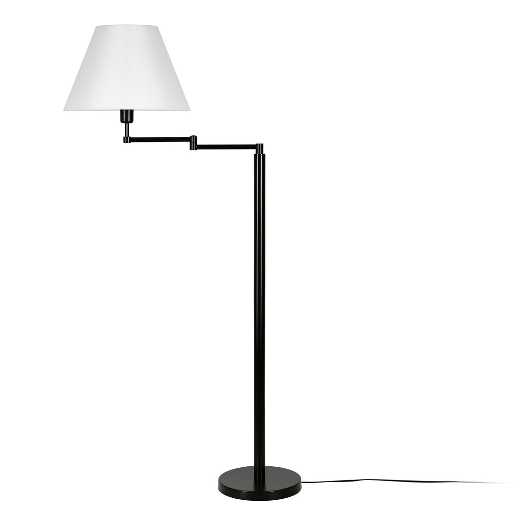 Lampe à bras pivotant Moby en bronze noirci, abat-jour rond/empire