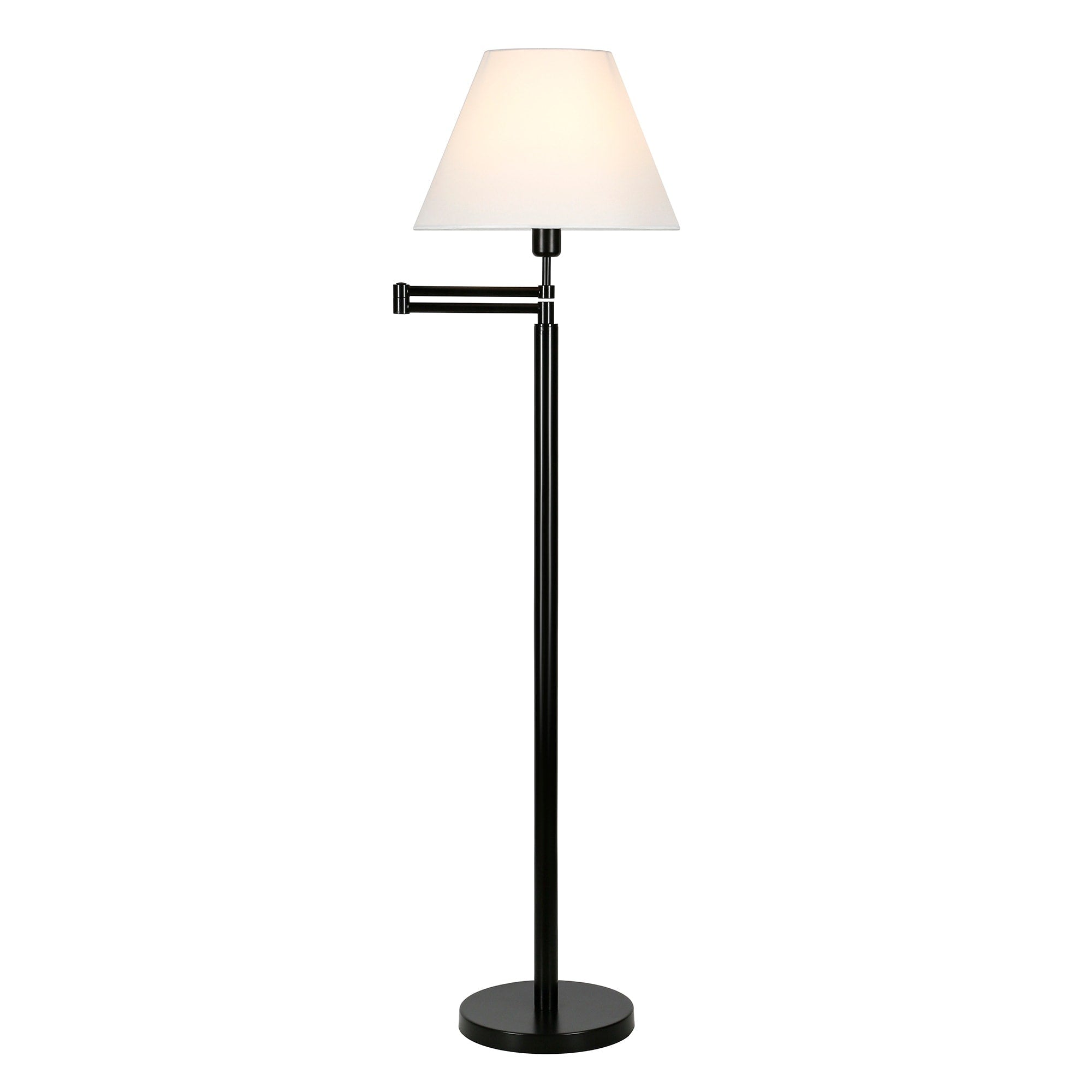 Lampe à bras pivotant Moby en bronze noirci, abat-jour rond/empire