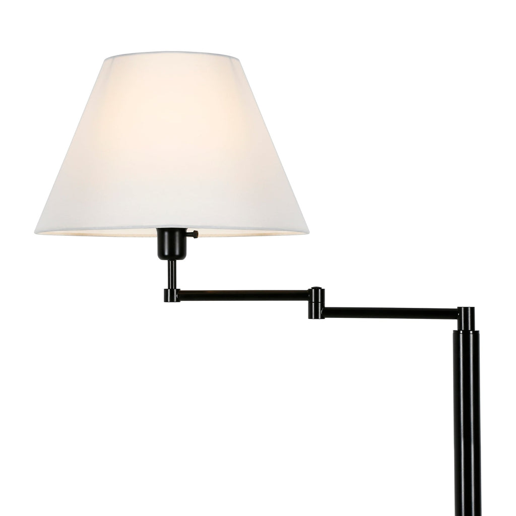 Lampe à bras pivotant Moby en bronze noirci, abat-jour rond/empire
