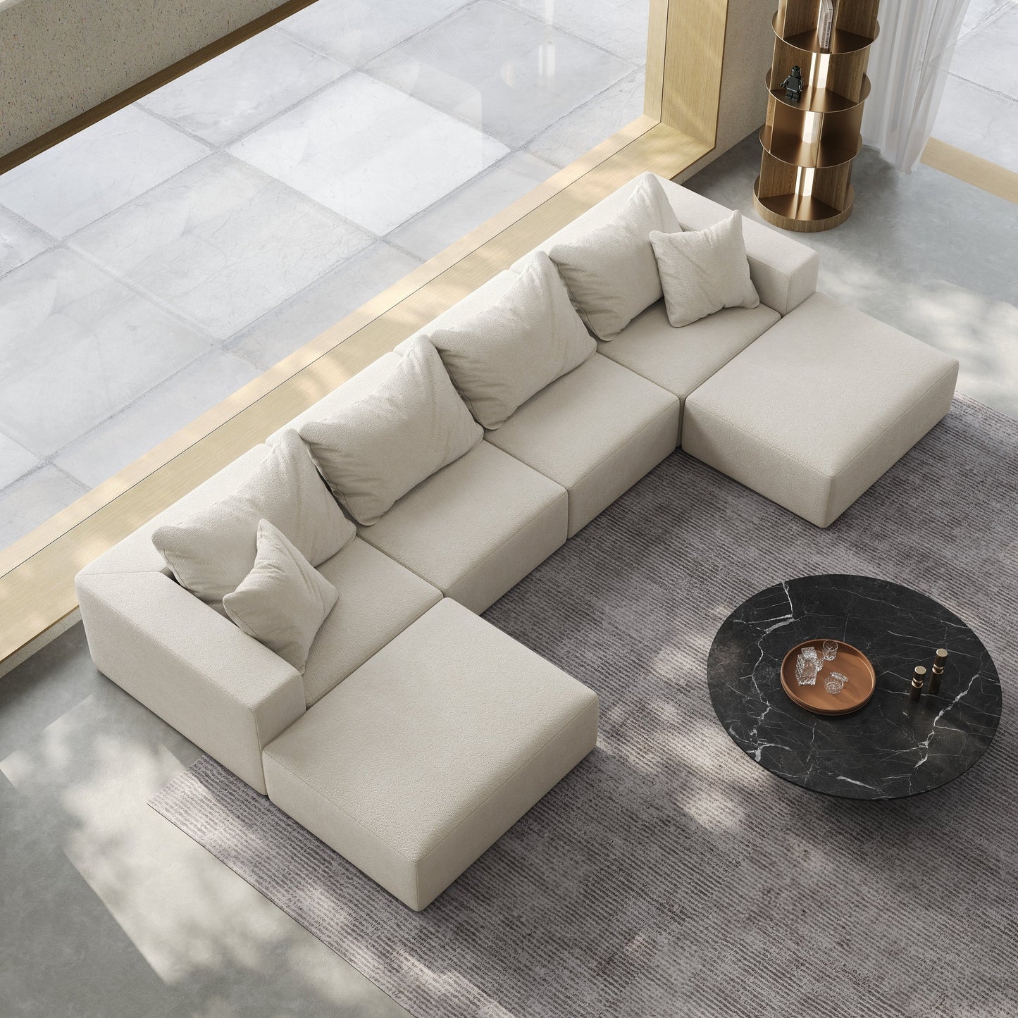 Ensemble de canapés modulaires modernes en L de 162 pouces avec 6 coussins pour salon et chambre à coucher