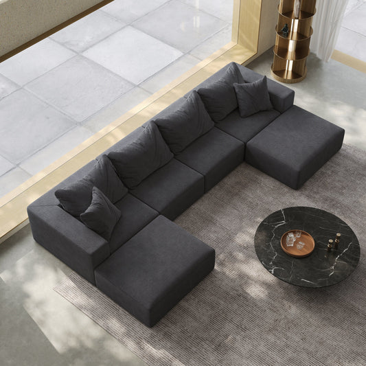 Ensemble de canapés modulaires modernes en L de 162 pouces avec 6 coussins pour salon et chambre à coucher