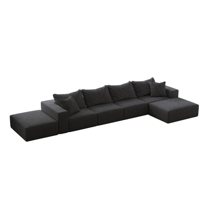 Ensemble de canapés modulaires modernes en L de 162 pouces avec 6 coussins pour salon et chambre à coucher