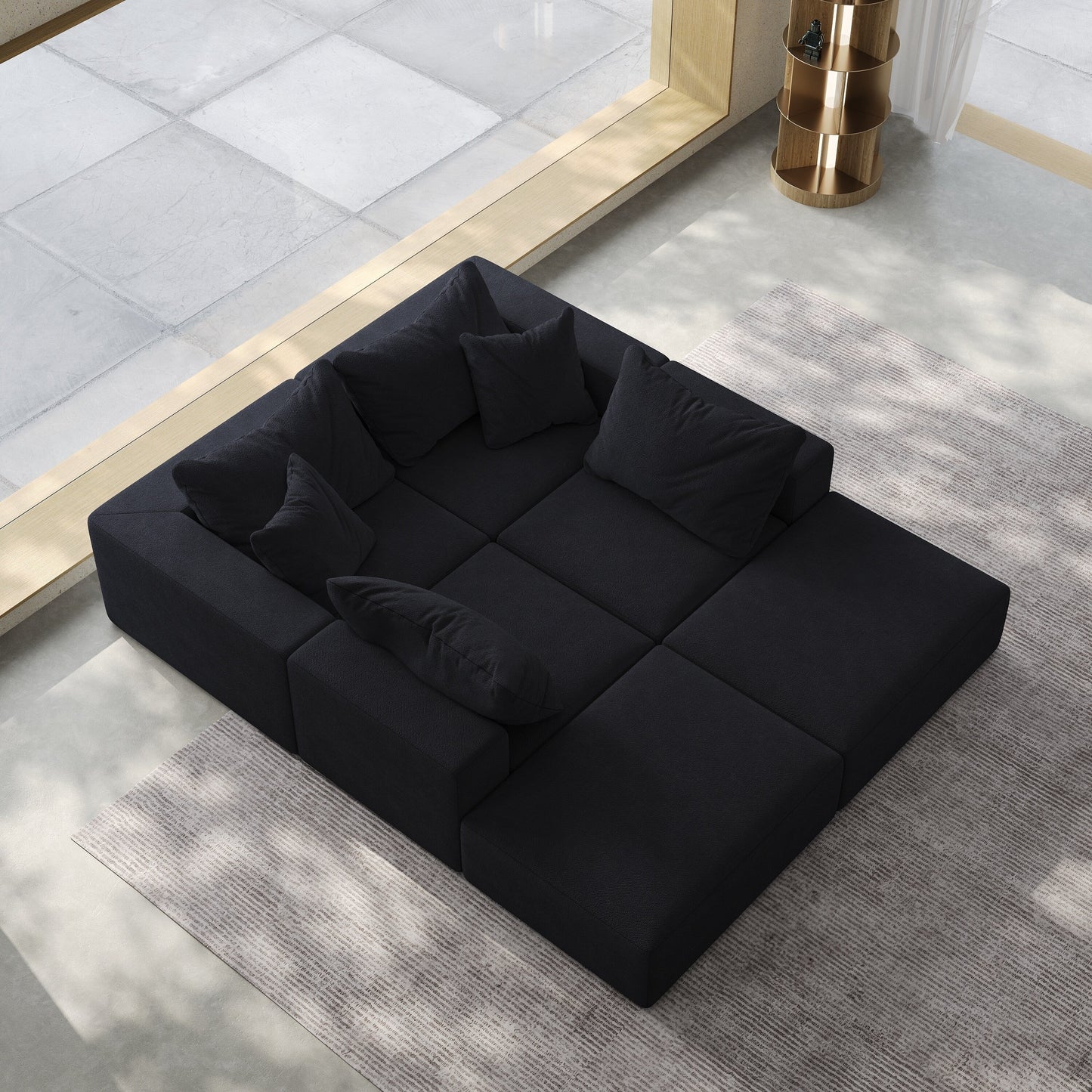 Ensemble de canapés modulaires modernes en L de 162 pouces avec 6 coussins pour salon et chambre à coucher