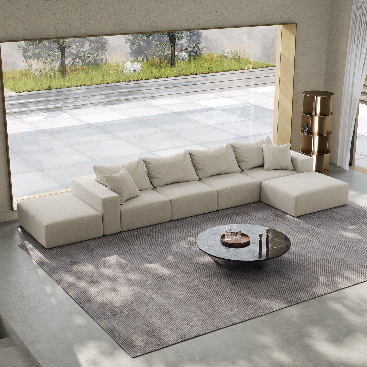 Ensemble de canapés modulaires modernes en L de 162 pouces avec 6 coussins pour salon et chambre à coucher