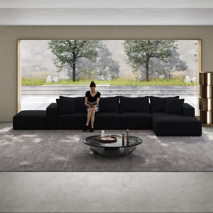 Ensemble de canapés modulaires modernes en L de 162 pouces avec 6 coussins pour salon et chambre à coucher