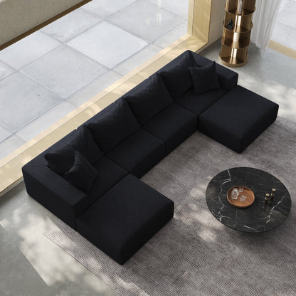 Ensemble de canapés modulaires modernes en L de 162 pouces avec 6 coussins pour salon et chambre à coucher