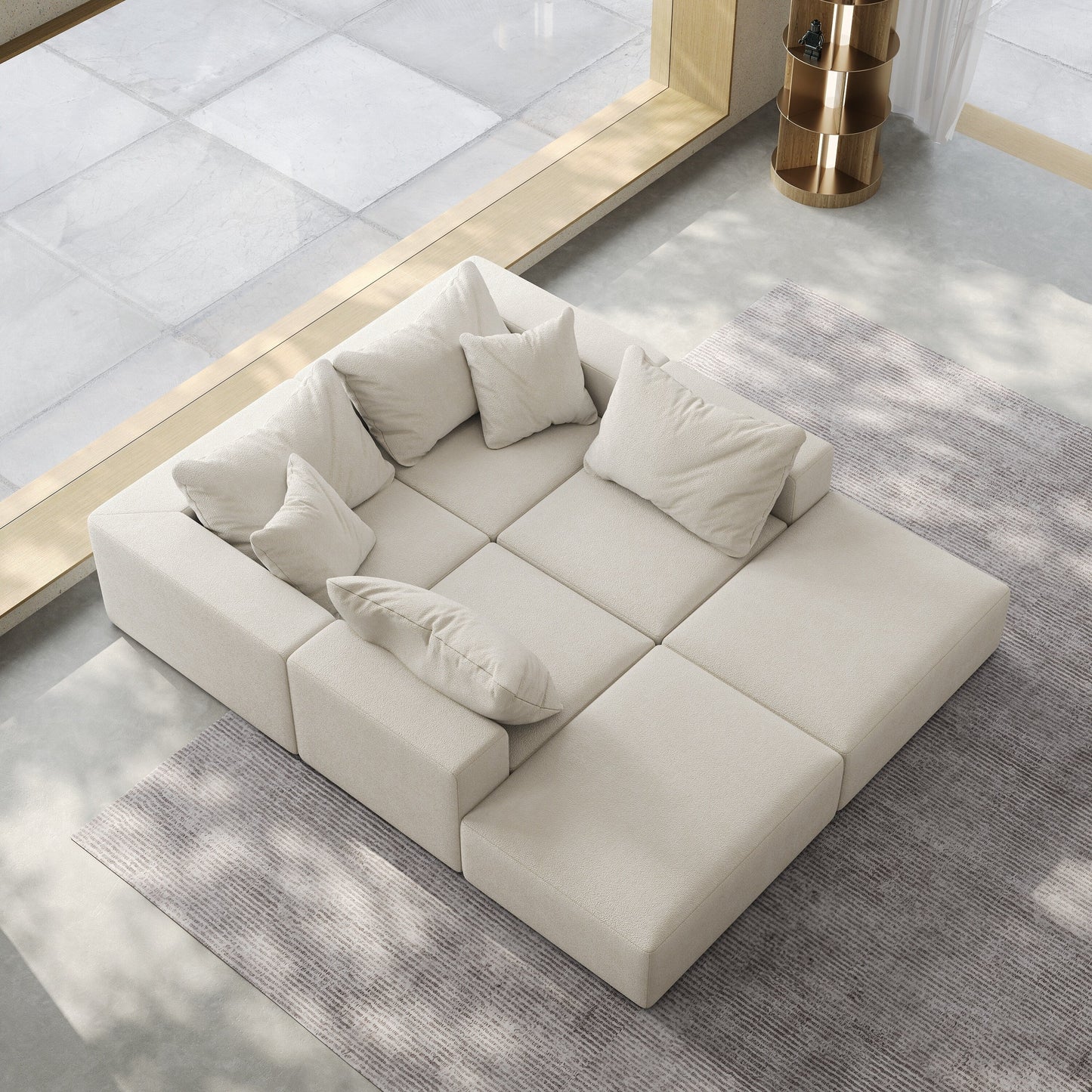 Ensemble de canapés modulaires modernes en L de 162 pouces avec 6 coussins pour salon et chambre à coucher