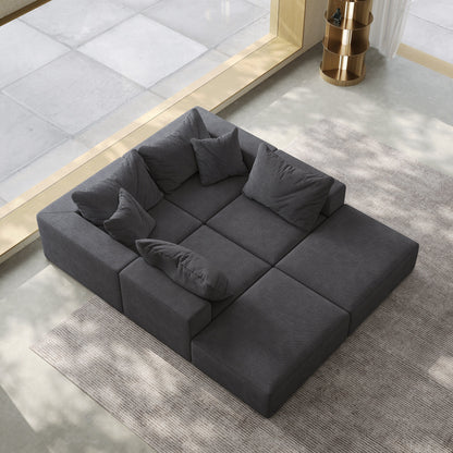 Ensemble de canapés modulaires modernes en L de 162 pouces avec 6 coussins pour salon et chambre à coucher