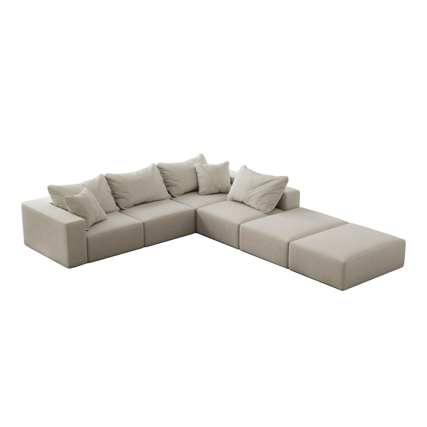 Ensemble de canapés modulaires modernes en L de 162 pouces avec 6 coussins pour salon et chambre à coucher