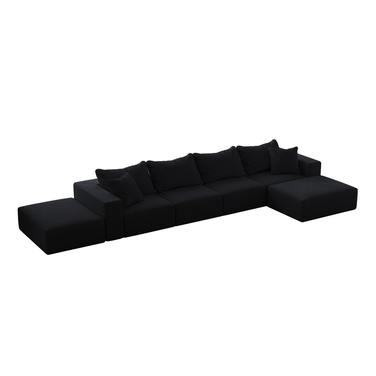 Ensemble de canapés modulaires modernes en L de 162 pouces avec 6 coussins pour salon et chambre à coucher