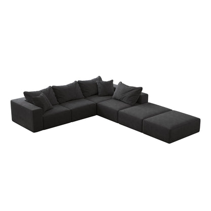Ensemble de canapés modulaires modernes en L de 162 pouces avec 6 coussins pour salon et chambre à coucher