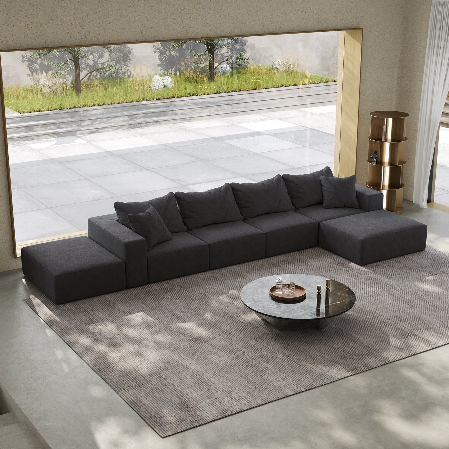 Ensemble de canapés modulaires modernes en L de 162 pouces avec 6 coussins pour salon et chambre à coucher
