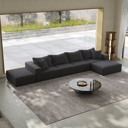 Ensemble de canapés modulaires modernes en L de 162 pouces avec 6 coussins pour salon et chambre à coucher