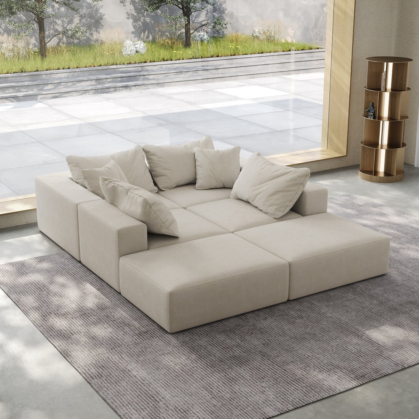 Ensemble de canapés modulaires modernes en L de 162 pouces avec 6 coussins pour salon et chambre à coucher