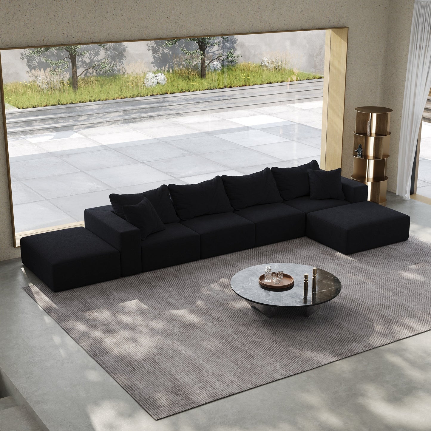 Ensemble de canapés modulaires modernes en L de 162 pouces avec 6 coussins pour salon et chambre à coucher