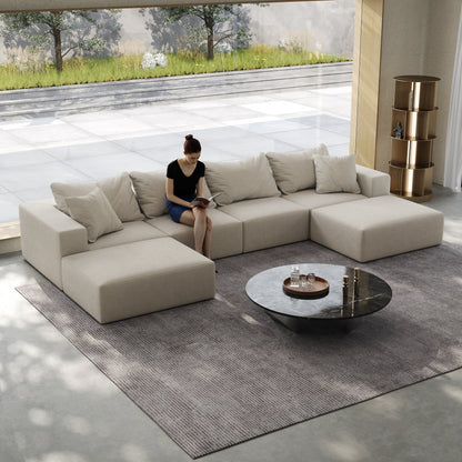 Ensemble de canapés modulaires modernes en L de 162 pouces avec 6 coussins pour salon et chambre à coucher