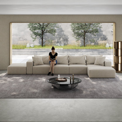 Ensemble de canapés modulaires modernes en L de 162 pouces avec 6 coussins pour salon et chambre à coucher