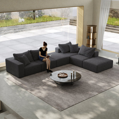 Ensemble de canapés modulaires modernes en L de 162 pouces avec 6 coussins pour salon et chambre à coucher